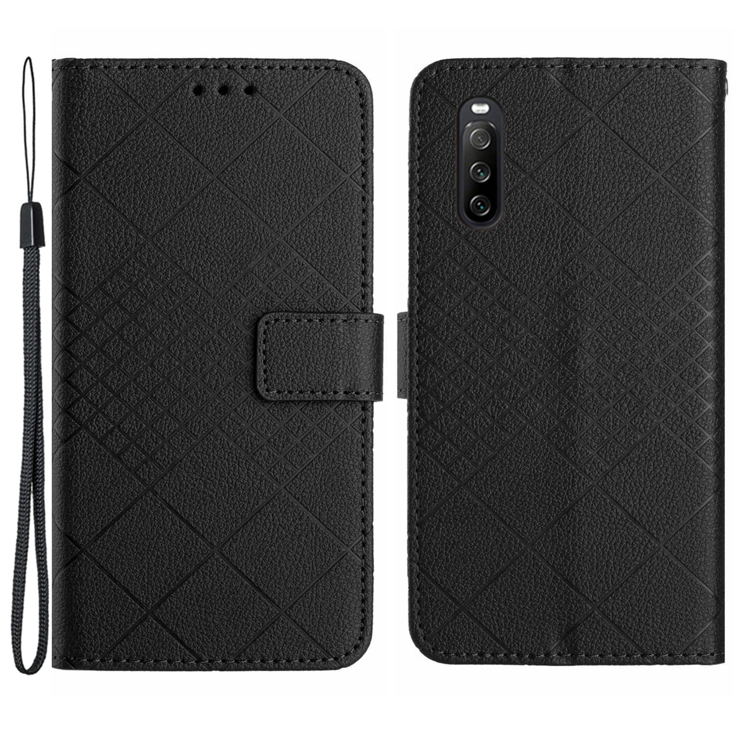 HT06 For Sony Xperia 10 VI Case Rhombus Pattern Imprinted Leather Wallet Phone Cover HT06 For Sony Xperia 10 VI Case Rhombus Pattern Imprinted Leather Wallet Phone Cover
